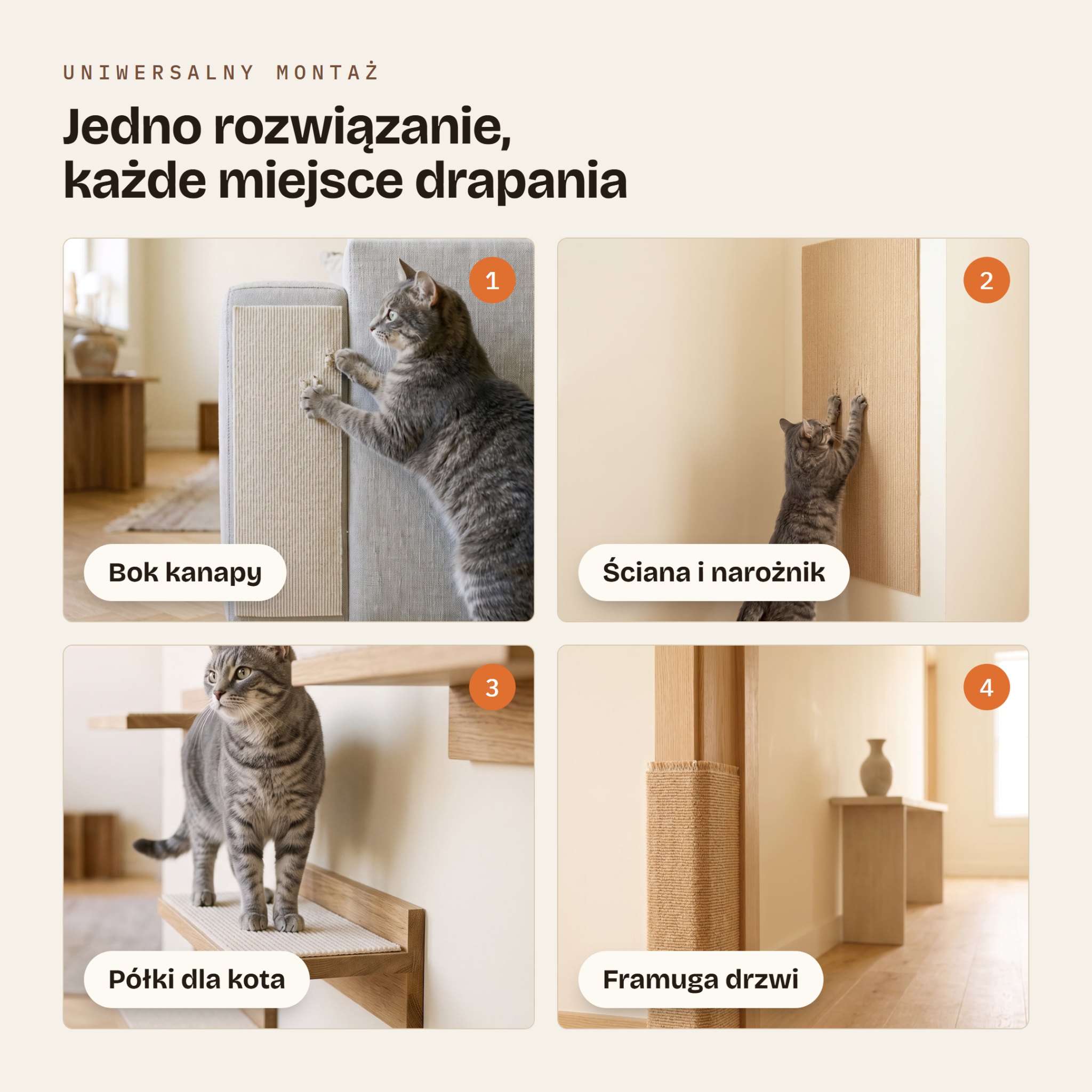 Gdzie przykleić CatMatte: kanapa, ściana, półki dla kota, framuga